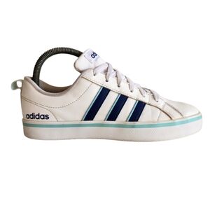 Adidas Neo VS Pace Leather Sneakers White Blue Aqua Womens Size 6